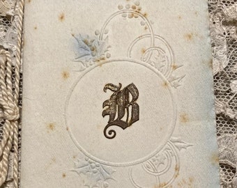 Antique Greetings cards, Embossed initials