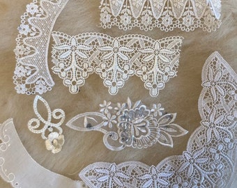 Vintage Austrian Lace work Samples, Appliques, Journal making, Crafting flowers, Collars