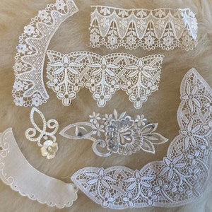 Vintage Austrian Lace work Samples, Appliques, Journal making, Crafting flowers, Collars