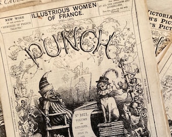 Victorian PUNCH magazine 1800’s, Ephemera, Junk Journal Ephemera