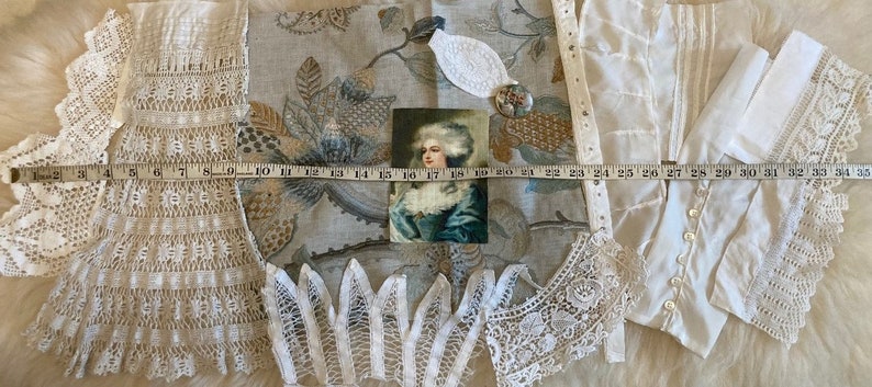 Antique French Lace Journal Inspiration kit Portrait fabric Fabric journal collection Limoges brooch
