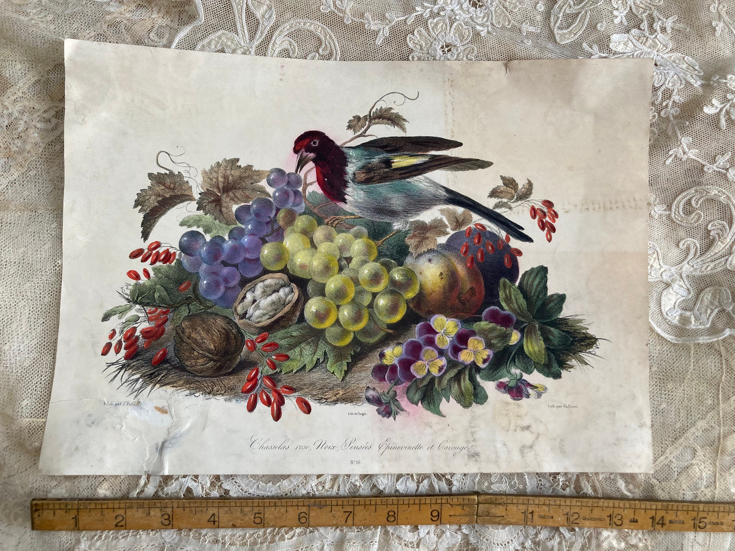 19世紀の1800年代の絵画、アンティークのデコパージュ絵画、 - Etsy 日本