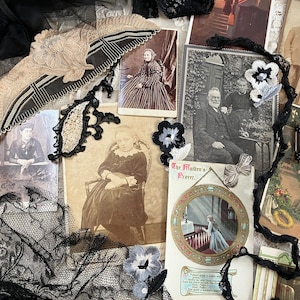 Large collection of moody antique and vintage Lace dress trims and tulle lace trims