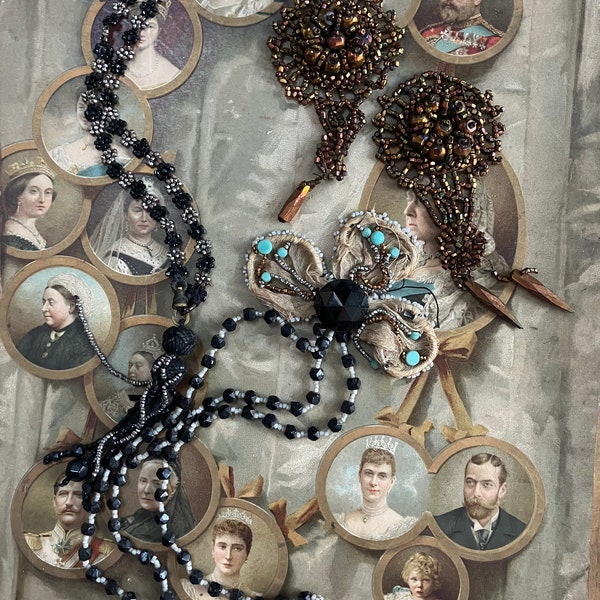 Stunning Antique dress appliqués Victorian glass beads