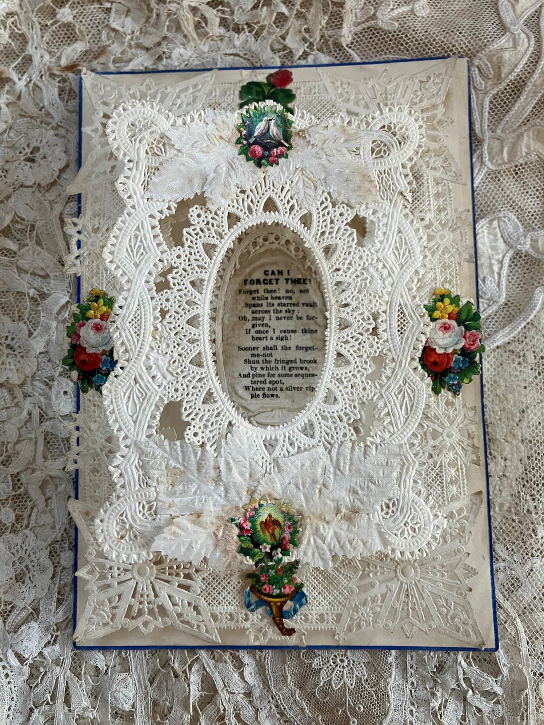 Antique Embossed Paper Lace Love Card From 1800's, Century