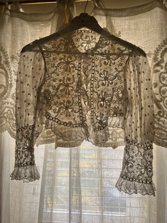 Exquisite Nineteenth Century Flounce Sleeve Lace Jacket