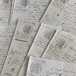 Negentiende-eeuws antiek Frans manuscript grootboek 1829 antiek papier, kortstondig, aan vier zijden