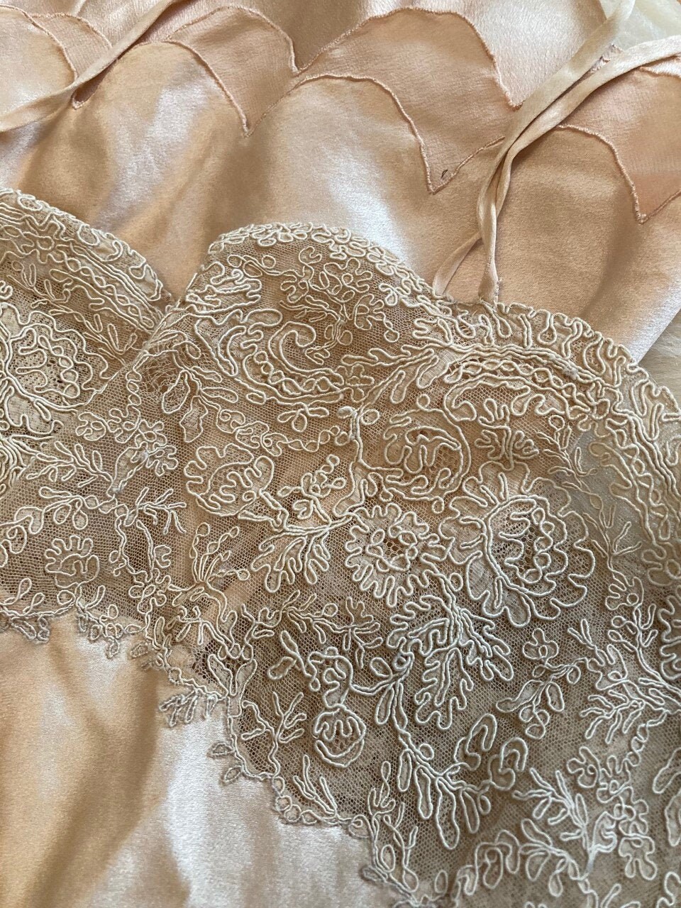 Image of Antique Pure Silk & Lace Dress Slip, Night Wear