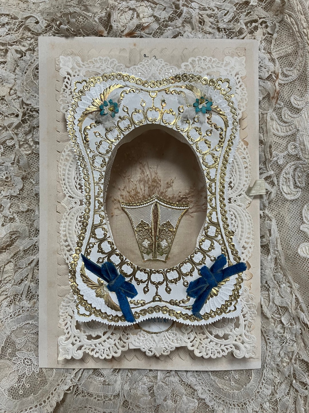 Antique Embossed Paper Lace Love Card From 1800's, Century