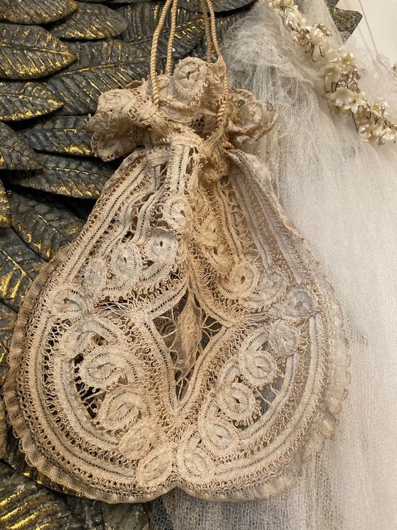 Delicate Antique Handmade Bobbin Tape lace Boudoir