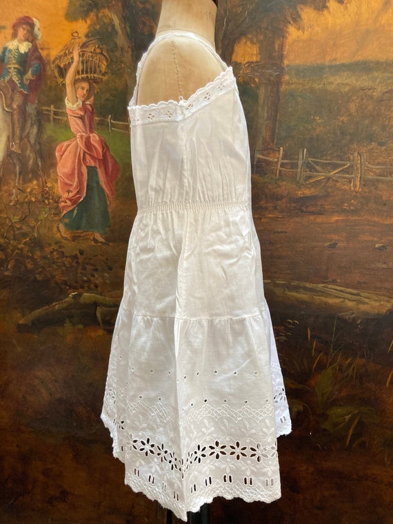 Antique French cotton Children's/ Large doll  petticoat dress with Broderie hem