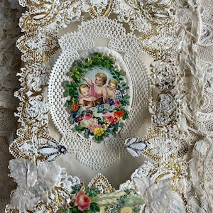 Carte de Saint-Valentin victorienne du XIXe siècle avec dentelle en papier et message caché
