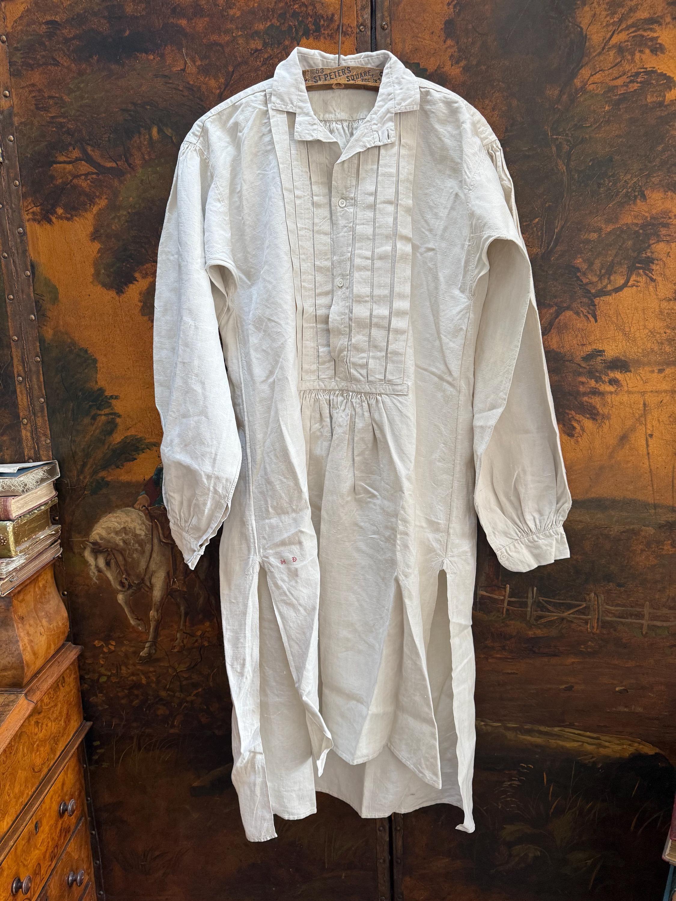 ～1900's french Opensmock blacklinen Antique French Biaude Smock C.1900s – Deep Indigo Linen – Mother