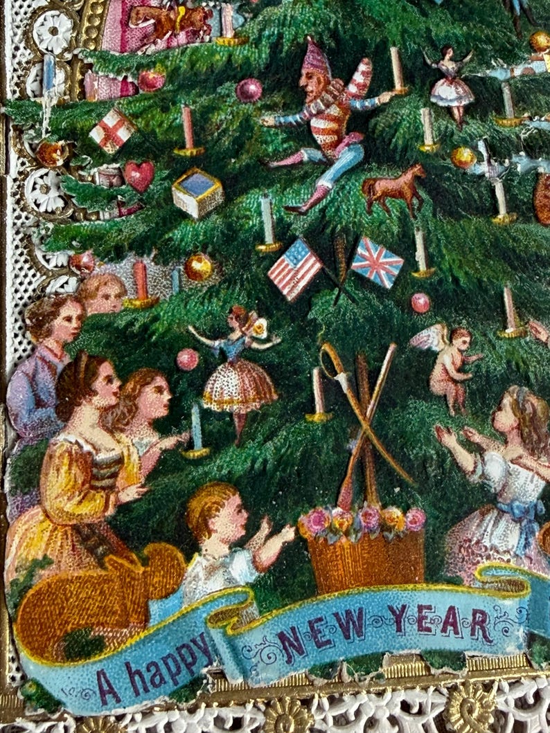 Gorgeous Antique Christmas Tree Paper Lace Greetings Card Ref RY - Etsy ...