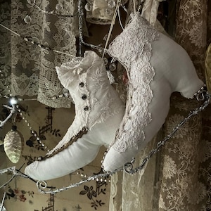 Gorgeous Victorian fabric ice skate boudoir decor