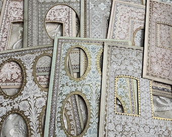 Stunning Nineteenth Century Antique Cabinet Cards with lace designs Red. Group 1