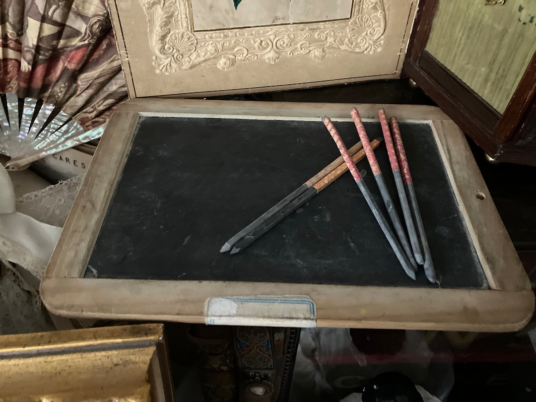 Antique French Writing Slate and Six Lead Pencils Etsy