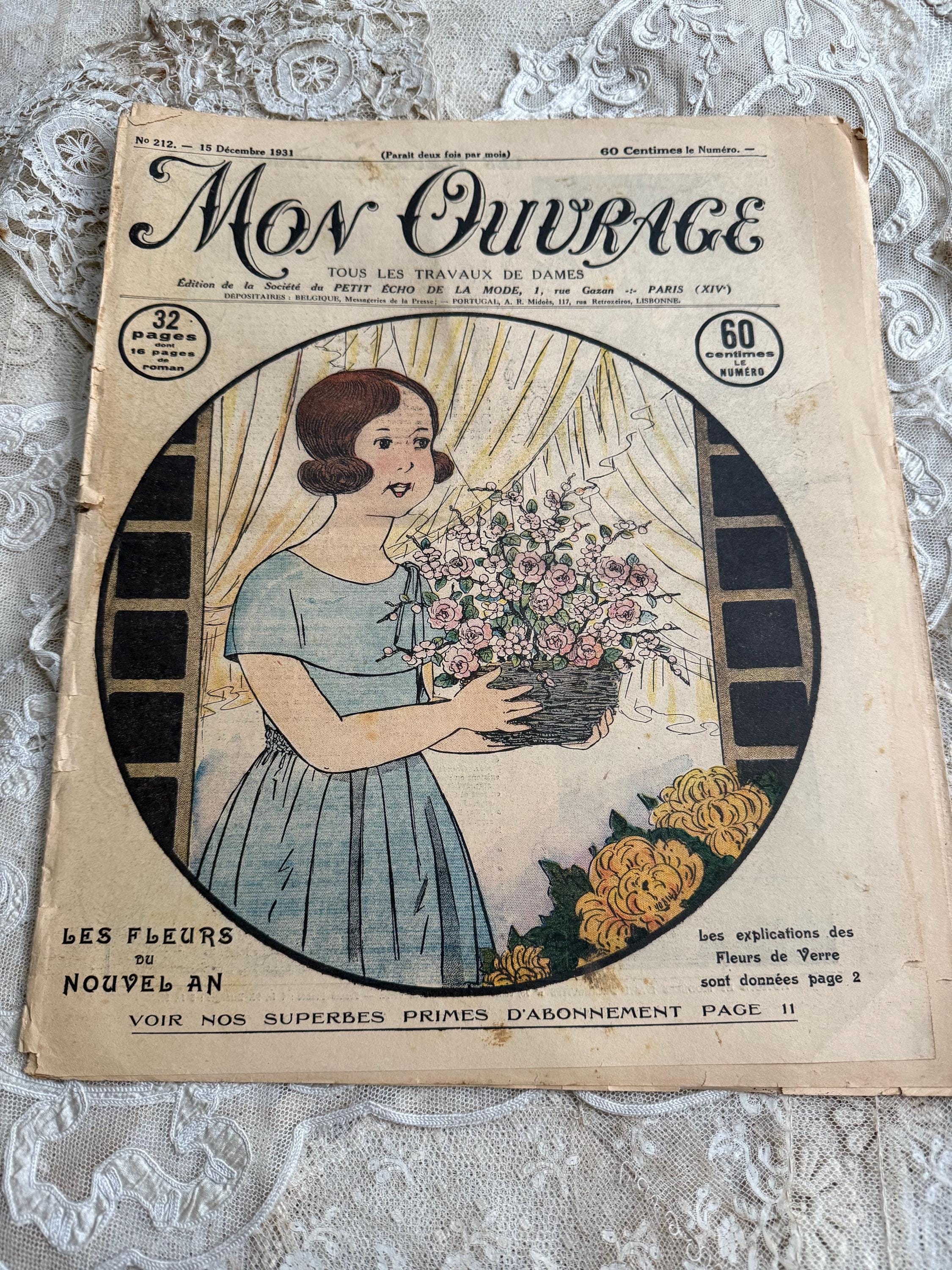 Antique French Needlework Magazine: 1932 Paris 'mon Ouvrage