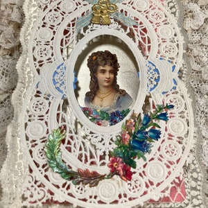 Antique paper lace pop out Love Card from 1800's, Nineteenth Century Lace card
