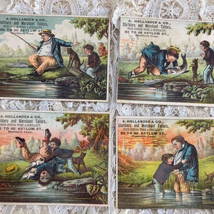 Antike Werbekarten, Trade Cards, Clothiers und Kaufmann Taylors Trade Cards