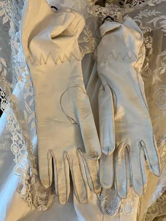 Antique Kidd Leather Gloves, Victorian Leather da… - image 3