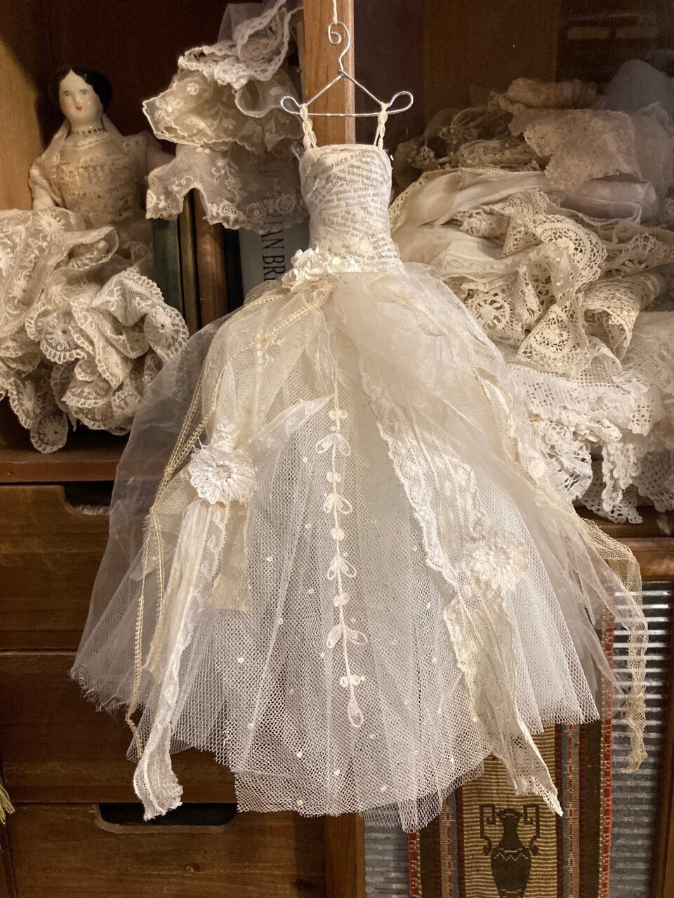 Beautiful Antique lace closet/shelf linen cupboard door dress Etsy