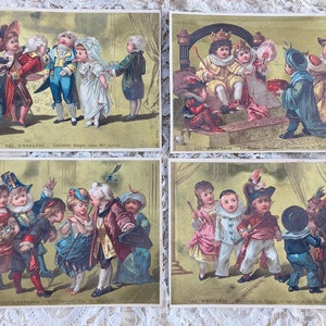 Collection of Four Extremely Rare Early Nineteenth Century French Victorian Bal D’Enfants cards