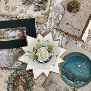 Collection of Antique Christmas Card fronts and cards