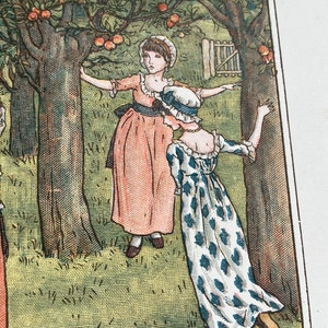 " Wunderschöner seltener Original Kate Greenaway Proof für das Buch ""Book of Games"" mit Puss in the Corner."