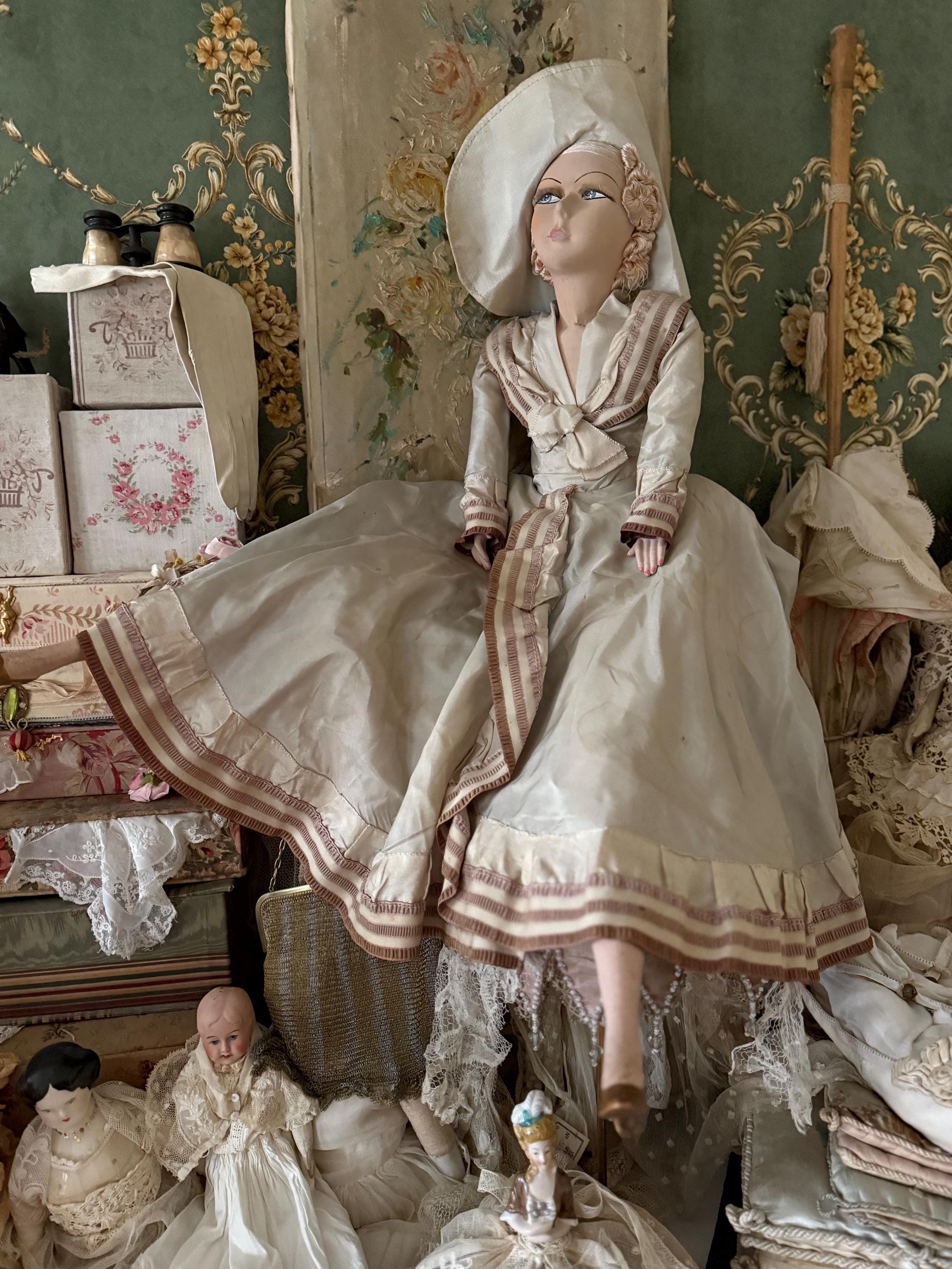 ビスクドール ドレス　シルク　ビンテージ品 ビスクドールドレス（シルク） 約50cmドール用 ハンドメイドビスク