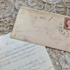 Carta y sobre de San Valentín escrito a mano del siglo XIX Valentine 1856 (Ref A35)