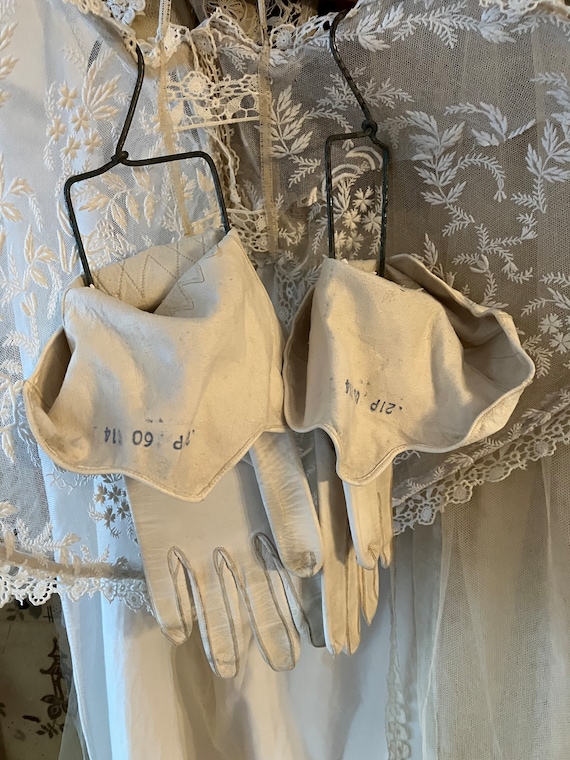 Antique Kidd Leather Gloves, Victorian Leather da… - image 5