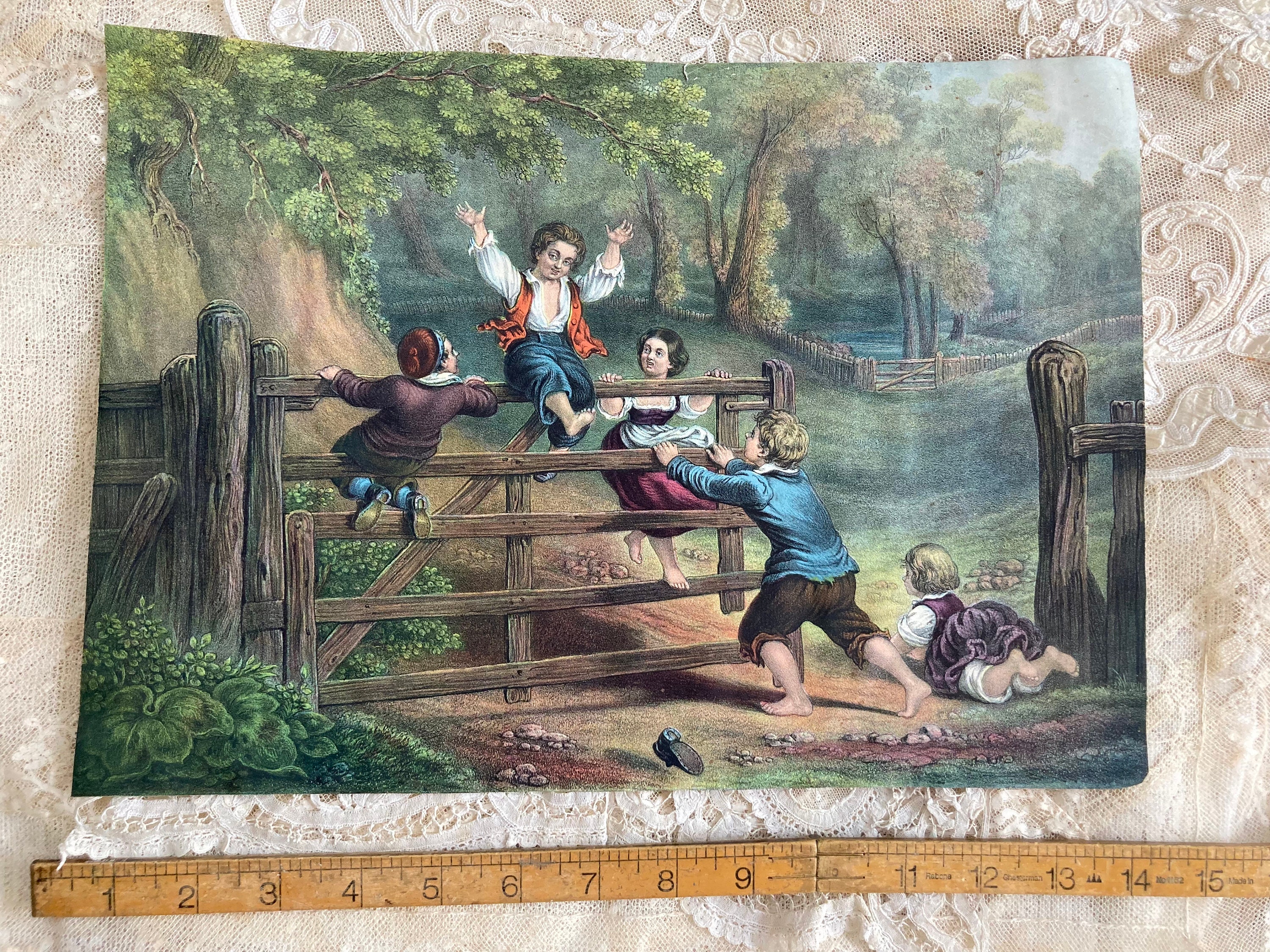 19世紀の1800年代の絵画、アンティークのデコパージュ絵画、 - Etsy 日本