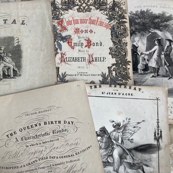 Rare 19th Century Large music sheets books/ Antique Ephemera/ Piano Music