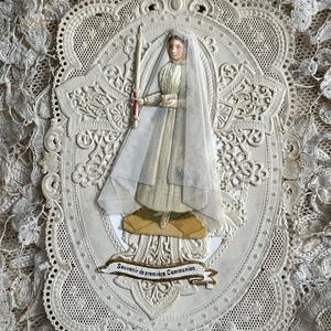 Schöne französische c1840 Religiöse Papierkommunionkarte
