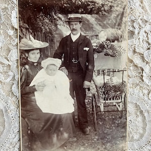 Schöne viktorianische Kinderwagen Familie Portrait Photo Cabochon Karte
