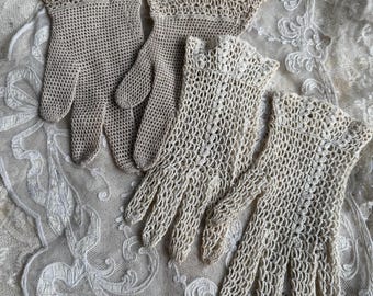 Vintage Crochet Ladies Gloves, Antique Dress Gloves