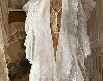 Pelerine de encaje de tambor antiguo, estola victoriana