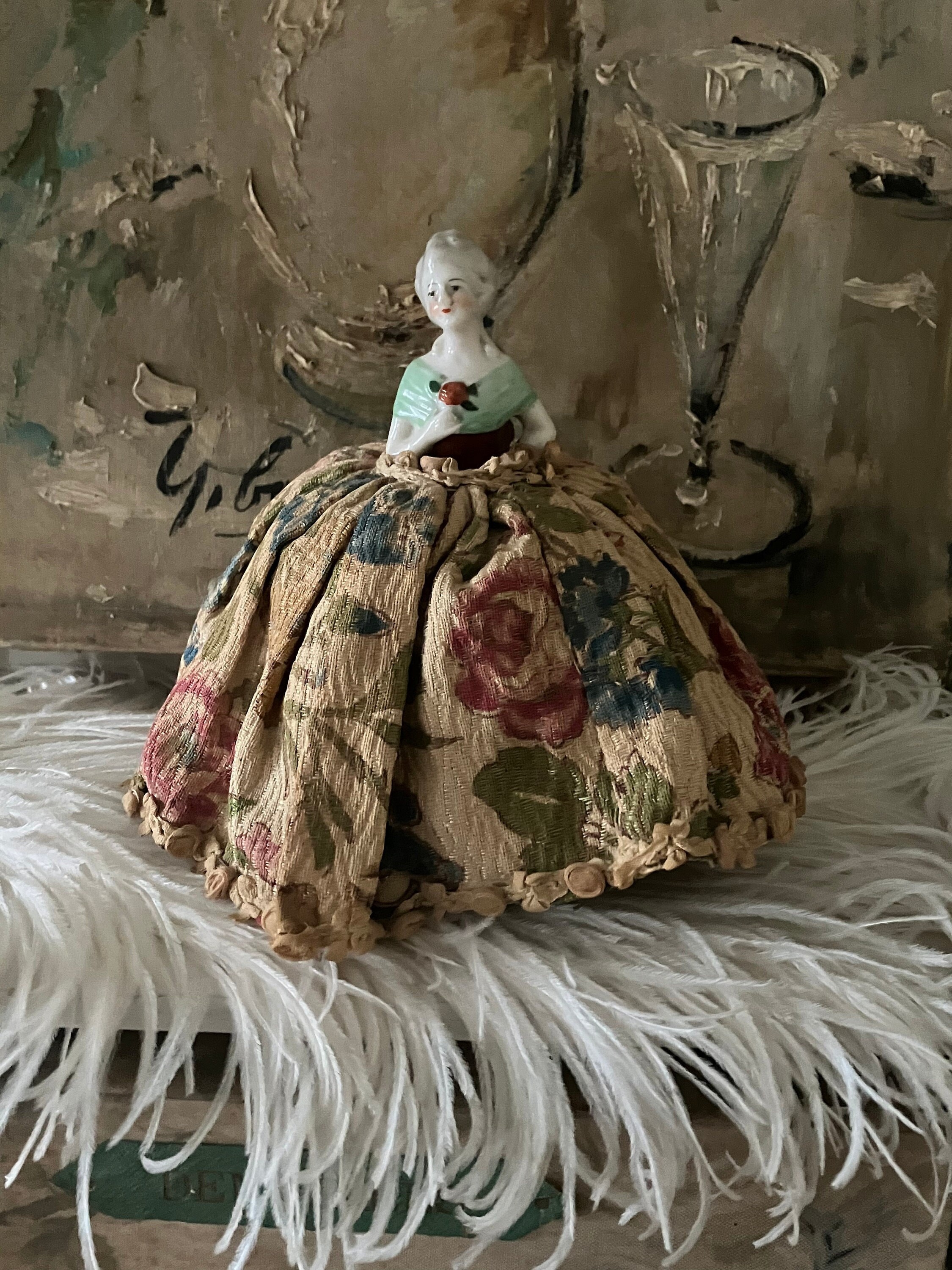 Pretty Antique Half Doll Pin Cushion With French Fabric Skirt - Etsy