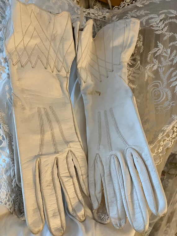 Antique Kidd Leather Gloves, Victorian Leather da… - image 4