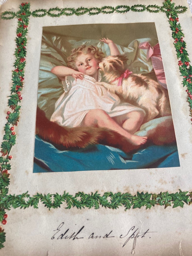 Antique 1829 Scrapbook Pages: Children and Pets, Foliage Borders image 3
