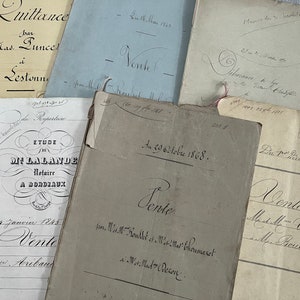 Libro mastro manoscritto francese antico del XIX secolo Ephemera di carta antica