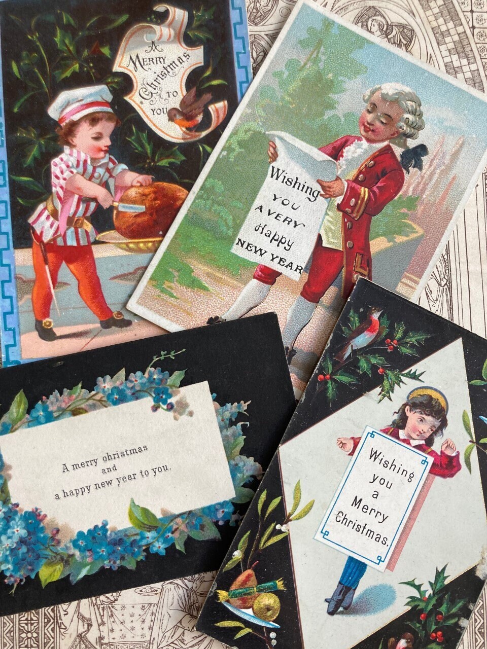 Four Beautiful Victorian Reclaimed Christmas Cards Antique - Etsy