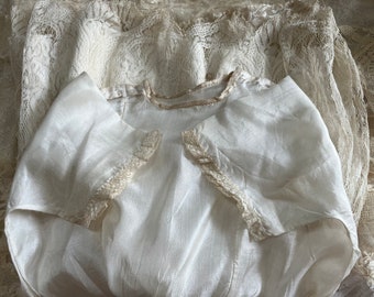 Antique Silk and Lace petticoat Dress large Dolls dress