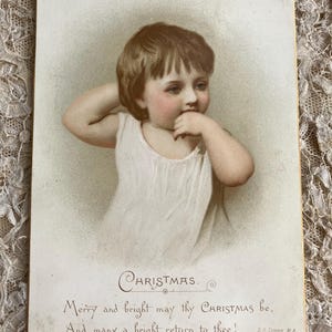 Antike Fotografische Weihnachtskarte einer Art Kind