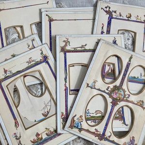 Tarjetas de gabinete del siglo XIX, páginas de álbumes de fotos victorianos, marco floral victoriano