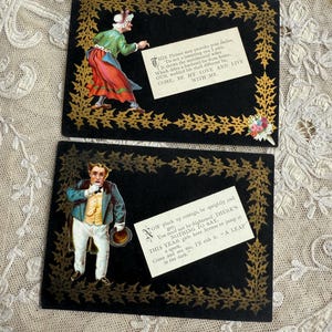 Mooie set van 2 Victoriaanse valentijnskaarten c1860