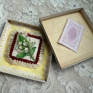 Belle carte jeton d'amour de la Saint-Valentin en dentelle du 19ème siècle ref LRY