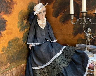 Poupée Alsacienne De Boudoir – Années 50 – 48 Cm – Porcelaine Bisque – Bon état