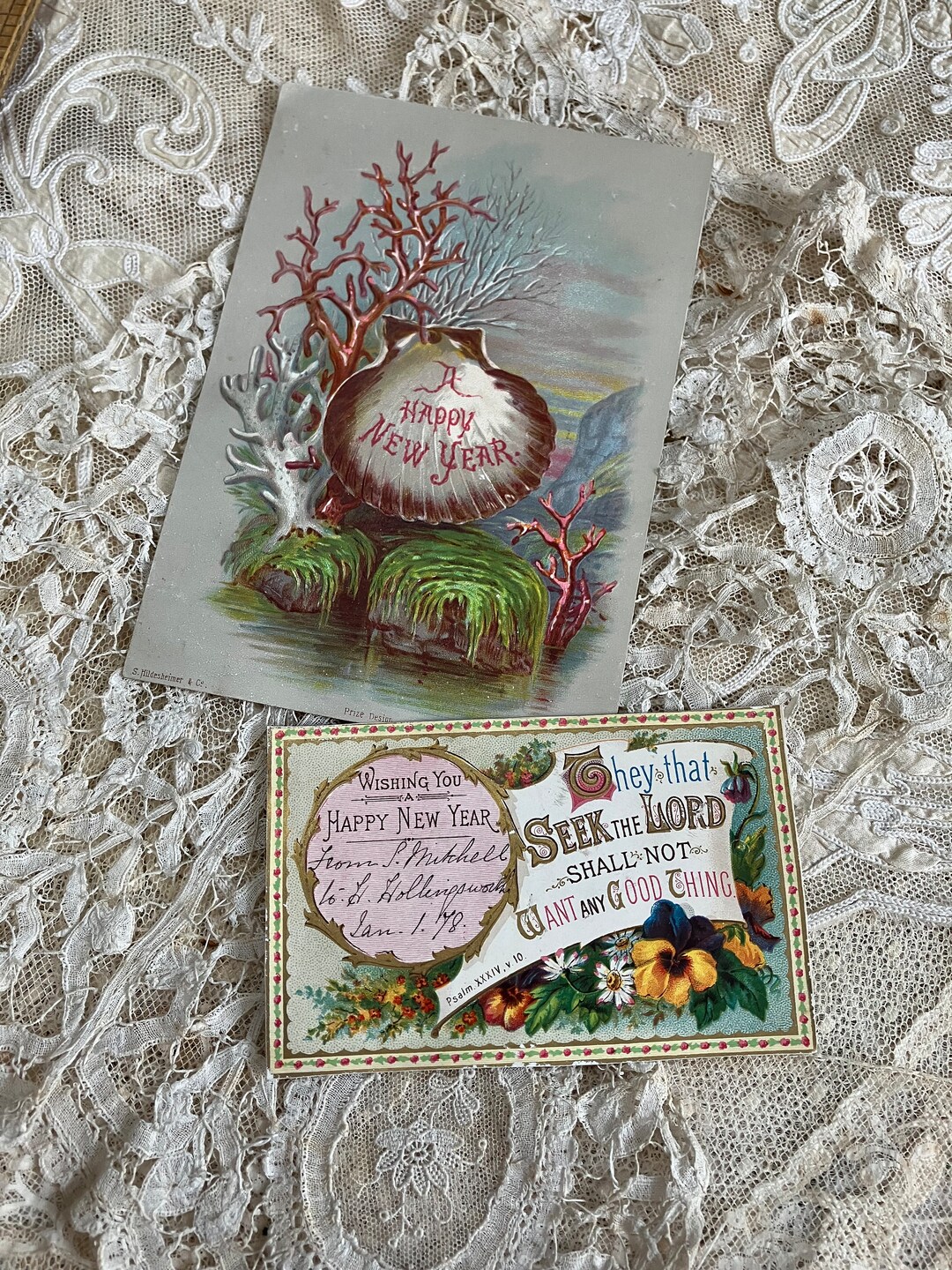 Two 1878 Antique Greetings Cards Etsy